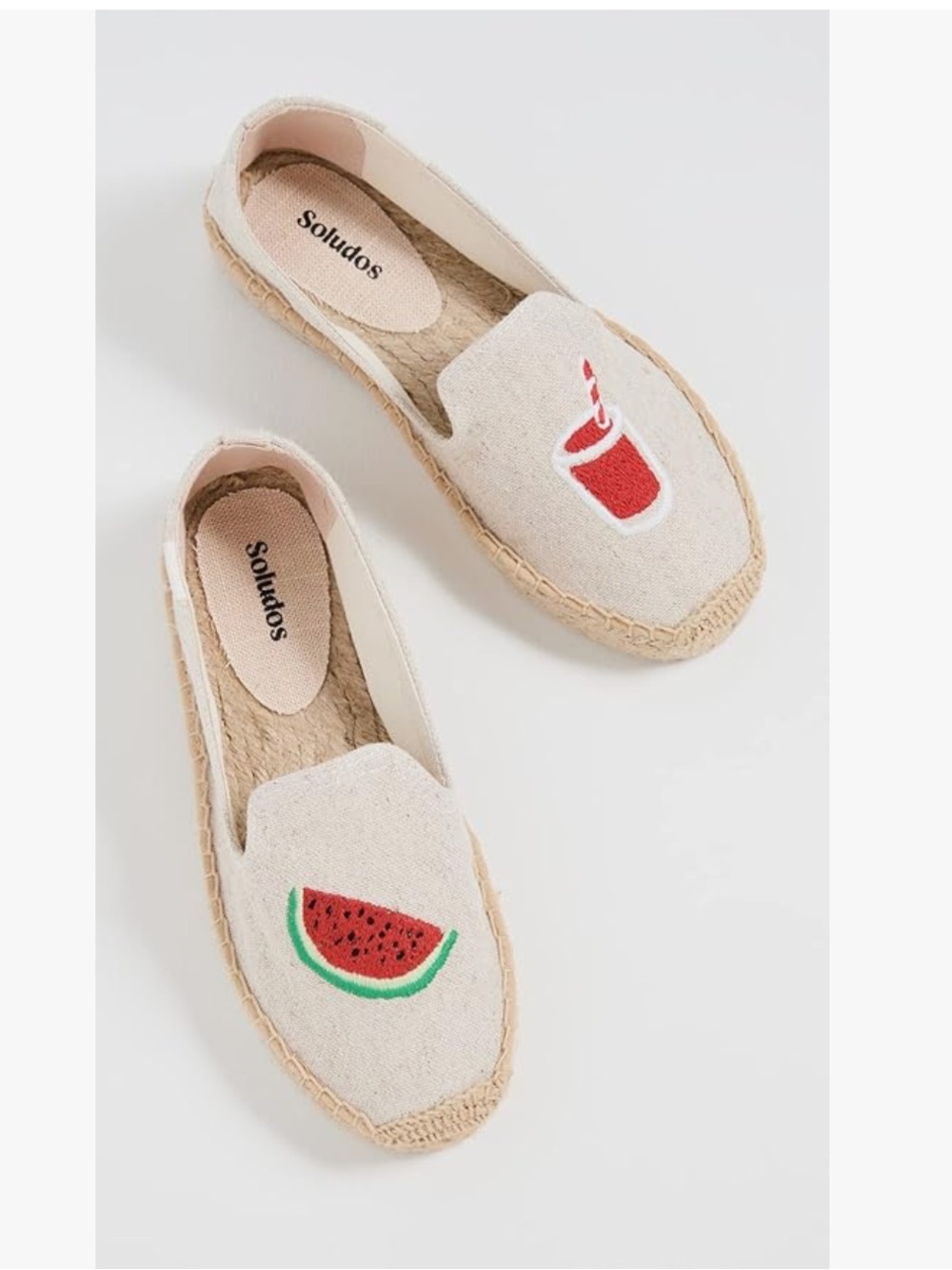 Soludos Watermelon Juice Platform Espadrilles natural sand patch novelty size 9